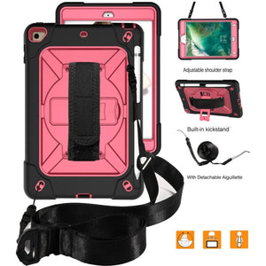 Contrast Color Silicone + PC Combination Case with Holder For iPad mini 3(Black + Rose Red)