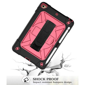 Contrast Color Silicone + PC Combination Case with Holder For iPad mini 3(Black + Rose Red)