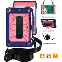 Contrast Color Silicone + PC Combination Case with Holder For iPad mini 3(Navy Blue + Rose Red)