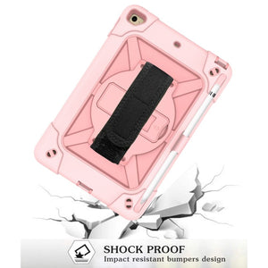 Contrast Color Silicone + PC Combination Case with Holder For iPad mini 3(Rose Gold)