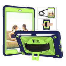 Contrast Color Silicone + PC Combination Case with Holder For iPad mini 3(Navy Blue + Yellow-green)