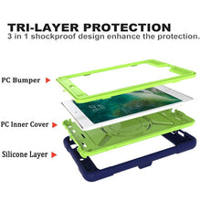 Contrast Color Silicone + PC Combination Case with Holder For iPad mini 3(Navy Blue + Yellow-green)