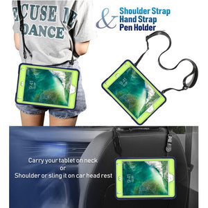 Contrast Color Silicone + PC Combination Case with Holder For iPad mini 3(Navy Blue + Yellow-green)