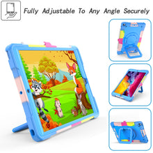 For iPad 10.2 2021 / 2020 / 2019 Contrast Color Shockproof Robot Silicone + PC Case with Wristband Holder(Camouflage + Blue)