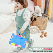 For iPad 10.2 2021 / 2020 / 2019 Contrast Color Shockproof Robot Silicone + PC Case with Wristband Holder(Camouflage + Blue)