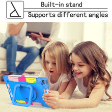 For iPad 10.2 2021 / 2020 / 2019 Contrast Color Shockproof Robot Silicone + PC Case with Wristband Holder(Camouflage + Blue)