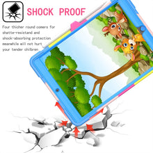 For iPad 10.2 2021 / 2020 / 2019 Contrast Color Shockproof Robot Silicone + PC Case with Wristband Holder(Camouflage + Blue)