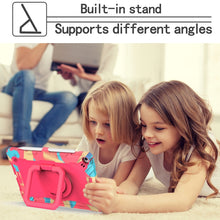 For iPad 10.2 2021 / 2020 / 2019 Contrast Color Shockproof Robot Silicone + PC Case with Wristband Holder(Camouflage + Rose Red)