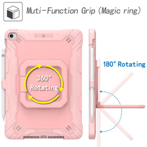 For iPad 10.2 2021 / 2020 / 2019 Contrast Color Shockproof Robot Silicone + PC Case with Wristband Holder(Rose Gold)