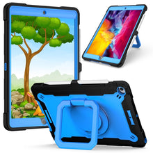 For iPad 10.2 2021 / 2020 / 2019 Contrast Color Shockproof Robot Silicone + PC Case with Wristband Holder(Black + Blue)