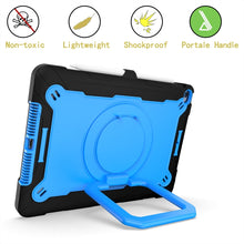 For iPad 10.2 2021 / 2020 / 2019 Contrast Color Shockproof Robot Silicone + PC Case with Wristband Holder(Black + Blue)