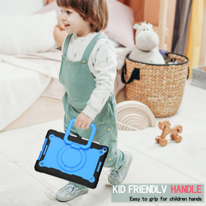 For iPad 10.2 2021 / 2020 / 2019 Contrast Color Shockproof Robot Silicone + PC Case with Wristband Holder(Black + Blue)