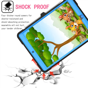 For iPad 10.2 2021 / 2020 / 2019 Contrast Color Shockproof Robot Silicone + PC Case with Wristband Holder(Black + Blue)