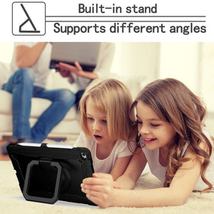 For iPad 10.2 2021 / 2020 / 2019 Contrast Color Shockproof Robot Silicone + PC Case with Wristband Holder(Black)