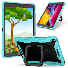 For iPad 10.2 2021 / 2020 / 2019 Contrast Color Shockproof Robot Silicone + PC Case with Wristband Holder(Mint Green + Black)