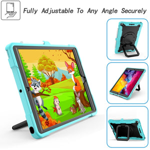 For iPad 10.2 2021 / 2020 / 2019 Contrast Color Shockproof Robot Silicone + PC Case with Wristband Holder(Mint Green + Black)