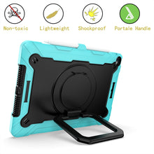 For iPad 10.2 2021 / 2020 / 2019 Contrast Color Shockproof Robot Silicone + PC Case with Wristband Holder(Mint Green + Black)