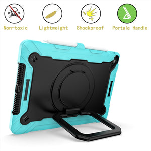 For iPad 10.2 2021 / 2020 / 2019 Contrast Color Shockproof Robot Silicone + PC Case with Wristband Holder(Mint Green + Black)