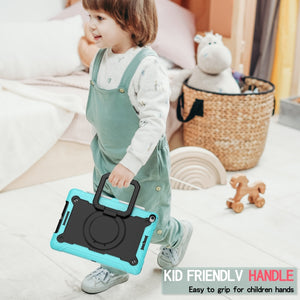 For iPad 10.2 2021 / 2020 / 2019 Contrast Color Shockproof Robot Silicone + PC Case with Wristband Holder(Mint Green + Black)