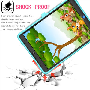 For iPad 10.2 2021 / 2020 / 2019 Contrast Color Shockproof Robot Silicone + PC Case with Wristband Holder(Mint Green + Black)