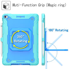For iPad 10.2 2021 / 2020 / 2019 Contrast Color Shockproof Robot Silicone + PC Case with Wristband Holder(Mint Green + Blue)