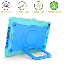 For iPad 10.2 2021 / 2020 / 2019 Contrast Color Shockproof Robot Silicone + PC Case with Wristband Holder(Mint Green + Blue)