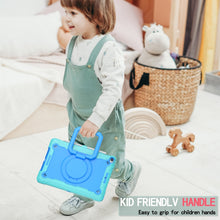 For iPad 10.2 2021 / 2020 / 2019 Contrast Color Shockproof Robot Silicone + PC Case with Wristband Holder(Mint Green + Blue)