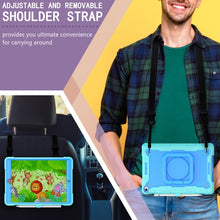 For iPad 10.2 2021 / 2020 / 2019 Contrast Color Shockproof Robot Silicone + PC Case with Wristband Holder(Mint Green + Blue)