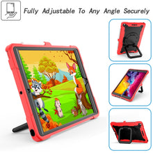 For iPad 10.2 2021 / 2020 / 2019 Contrast Color Shockproof Robot Silicone + PC Case with Wristband Holder(Red + Black)