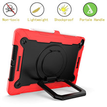For iPad 10.2 2021 / 2020 / 2019 Contrast Color Shockproof Robot Silicone + PC Case with Wristband Holder(Red + Black)