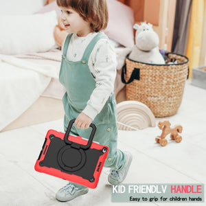 For iPad 10.2 2021 / 2020 / 2019 Contrast Color Shockproof Robot Silicone + PC Case with Wristband Holder(Red + Black)