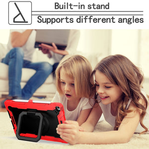 For iPad 10.2 2021 / 2020 / 2019 Contrast Color Shockproof Robot Silicone + PC Case with Wristband Holder(Red + Black)
