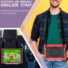 For iPad 10.2 2021 / 2020 / 2019 Contrast Color Shockproof Robot Silicone + PC Case with Wristband Holder(Red + Black)