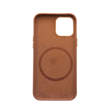 For iPhone 12 mini QIALINO Nappa Leather Shockproof Magsafe Case (Brown)