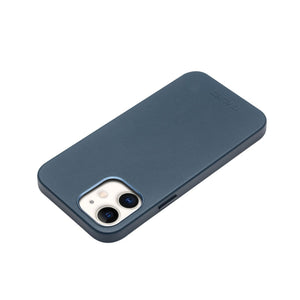For iPhone 12 mini QIALINO Nappa Leather Shockproof Magsafe Case (Blue)