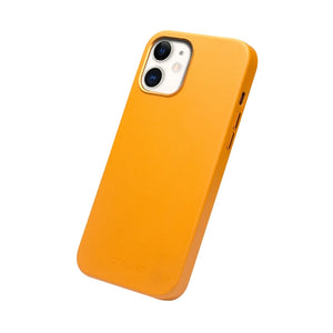 For iPhone 12 mini QIALINO Nappa Leather Shockproof Magsafe Case (Yellow)