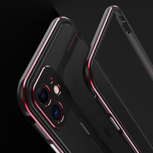 For iPhone 11 Aurora Series Lens Protector + Metal Frame Protective Case (Black Red)