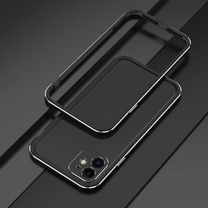 For iPhone 11 Aurora Series Lens Protector + Metal Frame Protective Case (Black Silver)