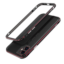 For iPhone 11 Pro Max Aurora Series Lens Protector + Metal Frame Protective Case (Black Red)