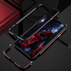 For iPhone 11 Pro Max Aurora Series Lens Protector + Metal Frame Protective Case (Black Silver)