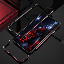 For iPhone 11 Pro Max Aurora Series Lens Protector + Metal Frame Protective Case (Black Purple)