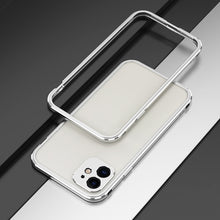 For iPhone 11 Pro Max Aurora Series Lens Protector + Metal Frame Protective Case (Silver)