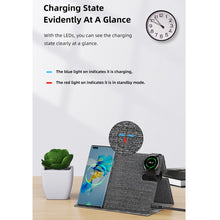 ROCK RWC-0518 3 In 1 Intelligent PU Leather Wireless Charger Station for Huawei Watch / Smart Phones / Wireless Earphone(Grey)