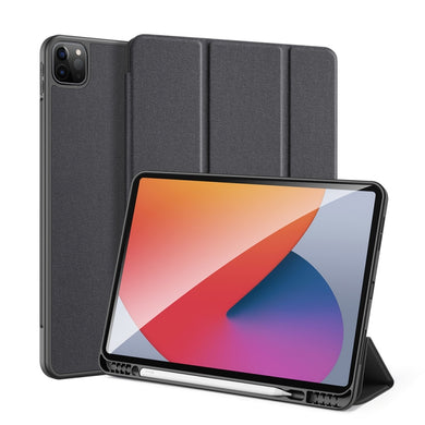 For iPad Pro 12.9 2022 / 2021 / 2020 DUX DUCIS Domo Series Horizontal Flip Magnetic TPU + PU Leather Tablet Case with Three-folding Holder & Pen Slot & Sleep / Wake-up Function(Black)