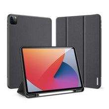 For iPad Pro 12.9 2022 / 2021 / 2020 DUX DUCIS Domo Series Horizontal Flip Magnetic TPU + PU Leather Tablet Case with Three-folding Holder & Pen Slot & Sleep / Wake-up Function(Black)