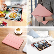 For iPad Pro 12.9 2022 / 2021 / 2020 DUX DUCIS Domo Series Horizontal Flip Magnetic TPU + PU Leather Tablet Case with Three-folding Holder & Pen Slot & Sleep / Wake-up Function(Pink)