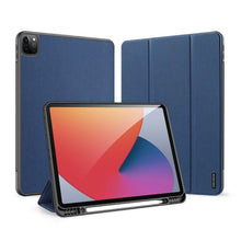 For iPad Pro 12.9 2022 / 2021 / 2020 DUX DUCIS Domo Series Horizontal Flip Magnetic TPU + PU Leather Tablet Case with Three-folding Holder & Pen Slot & Sleep / Wake-up Function(Blue)