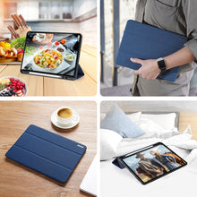 For iPad Pro 12.9 2022 / 2021 / 2020 DUX DUCIS Domo Series Horizontal Flip Magnetic TPU + PU Leather Tablet Case with Three-folding Holder & Pen Slot & Sleep / Wake-up Function(Blue)