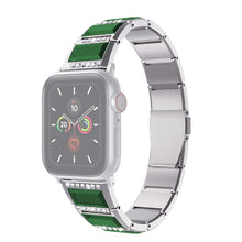 XingYao Series Two-tone Steel Watch Band For Apple Watch Ultra 49mm / Series 8&7 45mm / SE 2&6&SE&5&4 44mm / 3&2&1 42mm(Silver+Green)