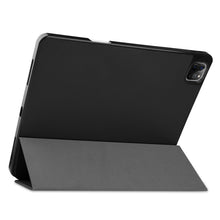 For iPad Pro 12.9 2022 / 2021 Horizontal Flip Honeycomb TPU + PU Leather Tablet Case with Three-folding Holder & Sleep / Wake-up Function & Pen Slot(Black)